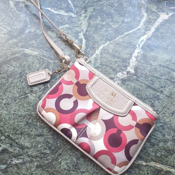 Coach Signature Patterned Leather Wristlet - Picture 2 of 7